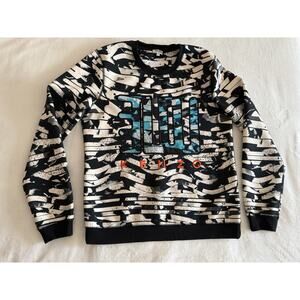 KENZO Designer Luxury Classic Crew Neck Neoprene Sweatshirt - Size Small